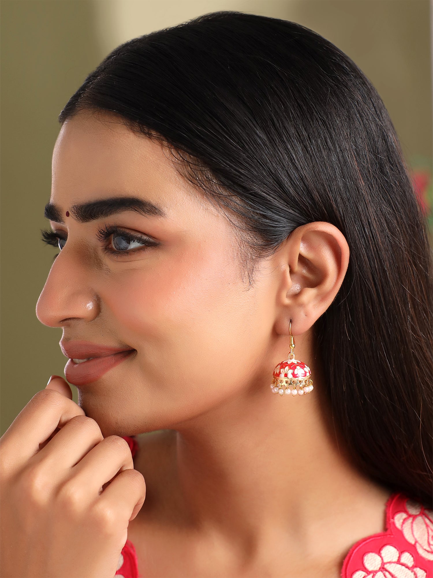 Gulnaar Ethnic Meenakari Jhumka Earrings
