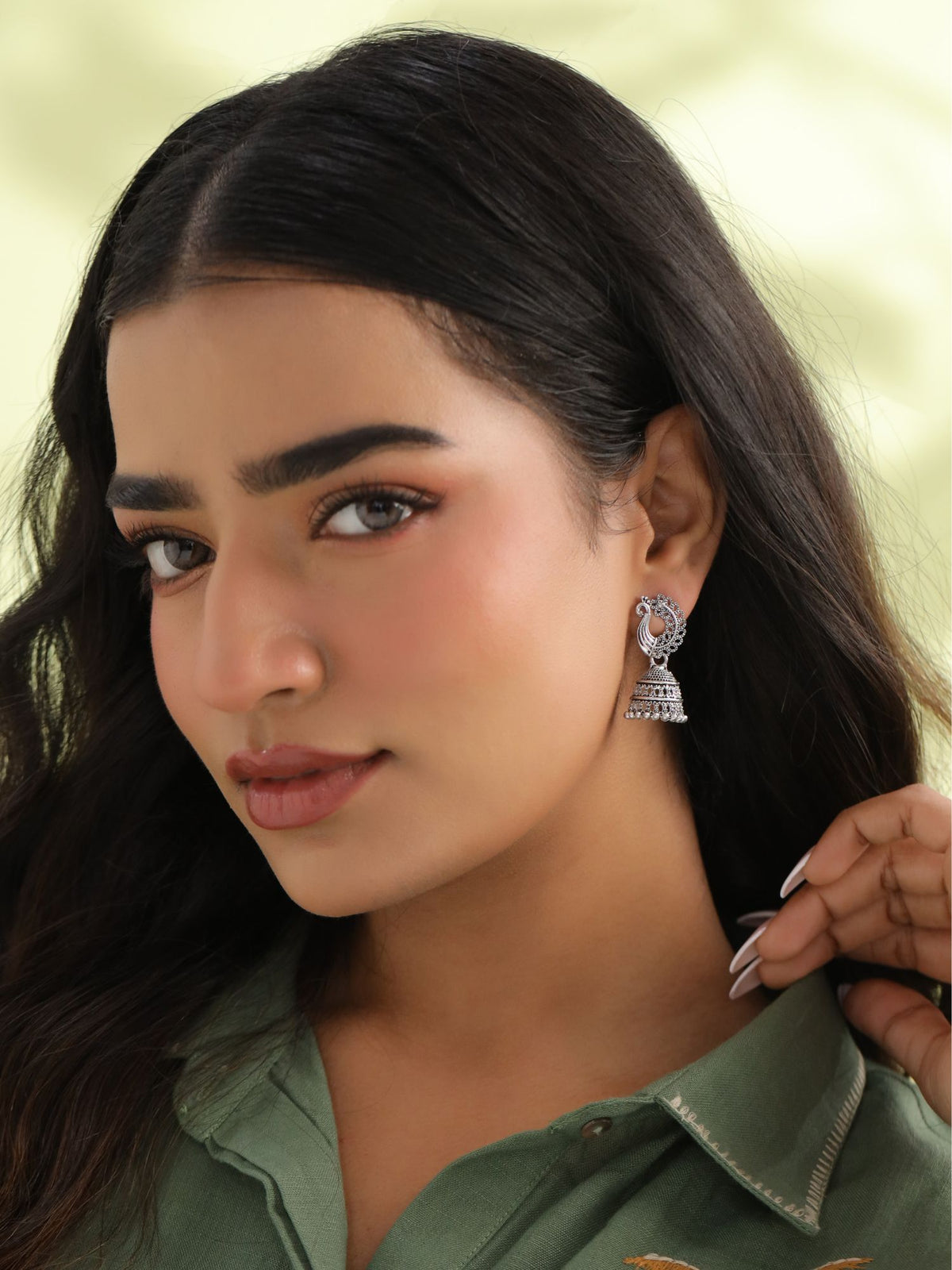Oxidised Jhumka Earring Set