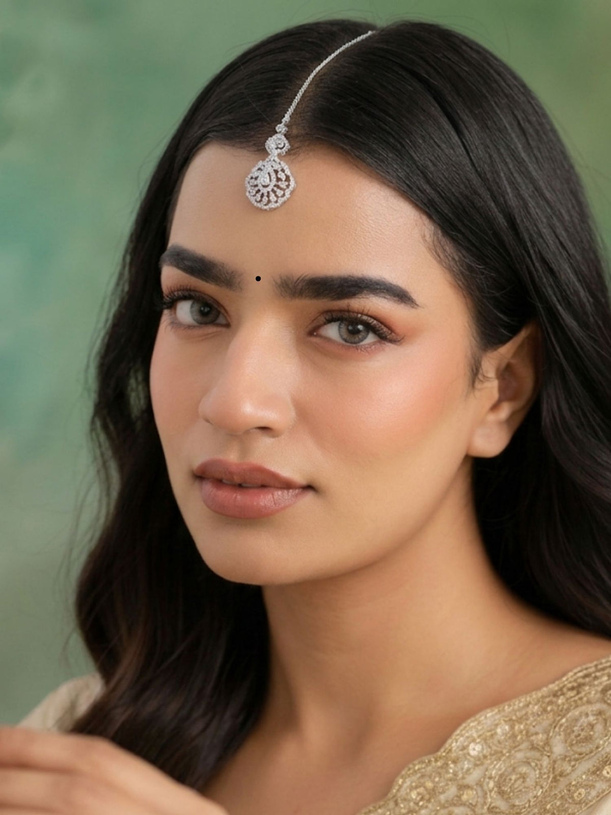 Floral Brass Maang Tikka