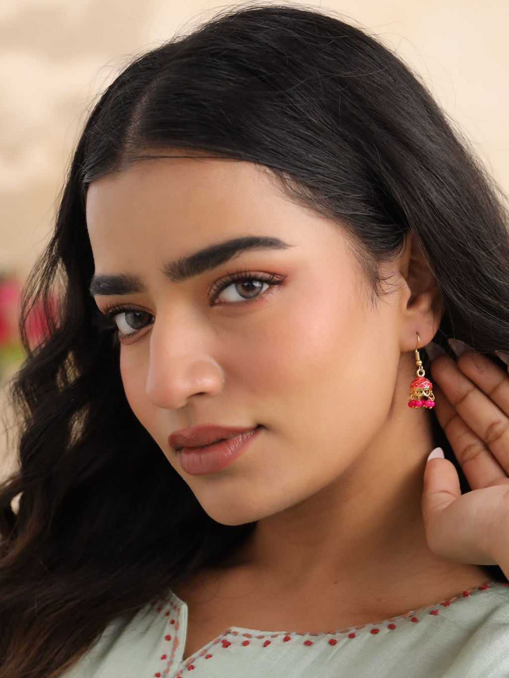 Meenakari Pearl Jhumkis