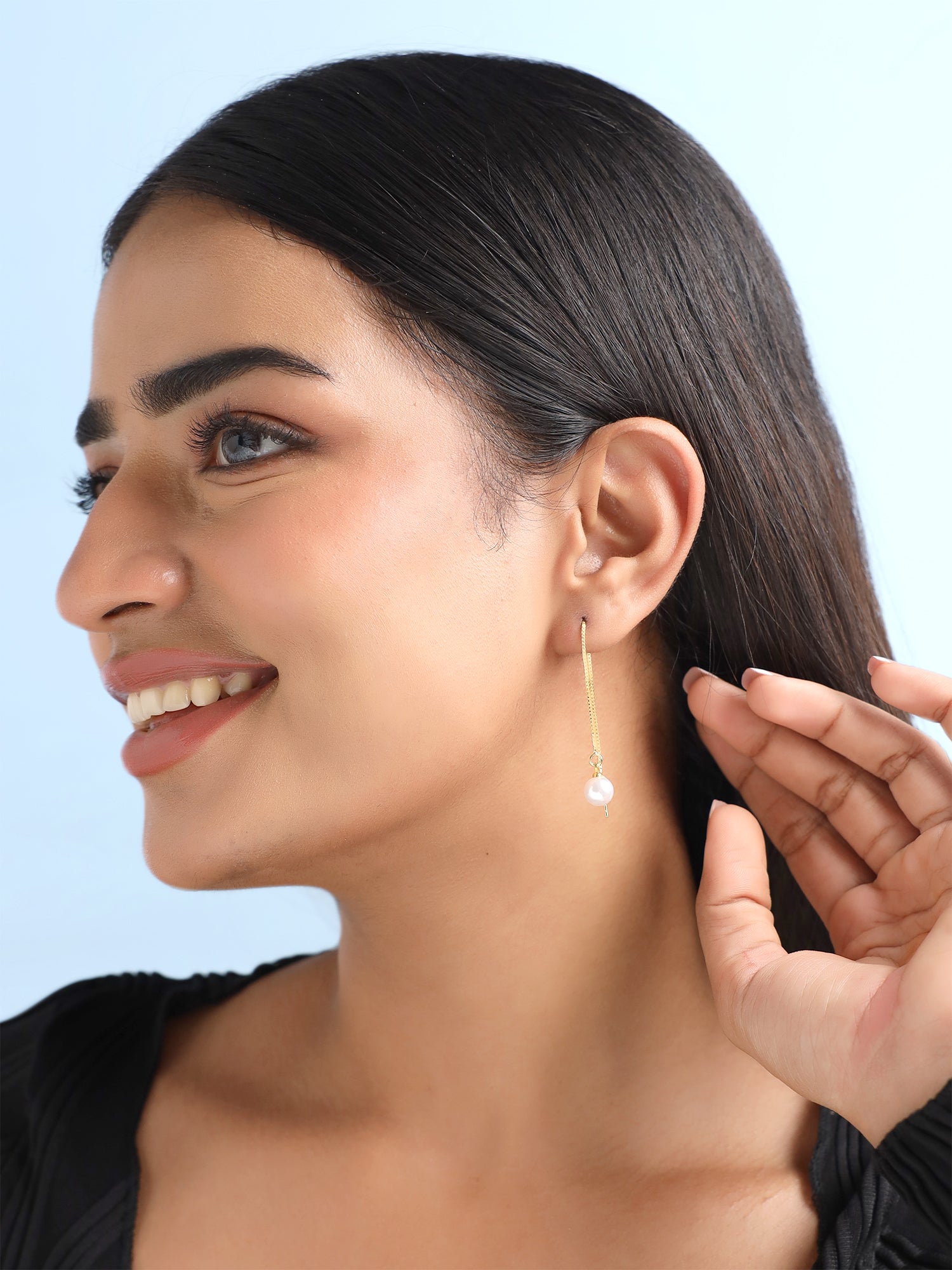 Pearl Sui Dhaga Long Dangler Threader Earrings