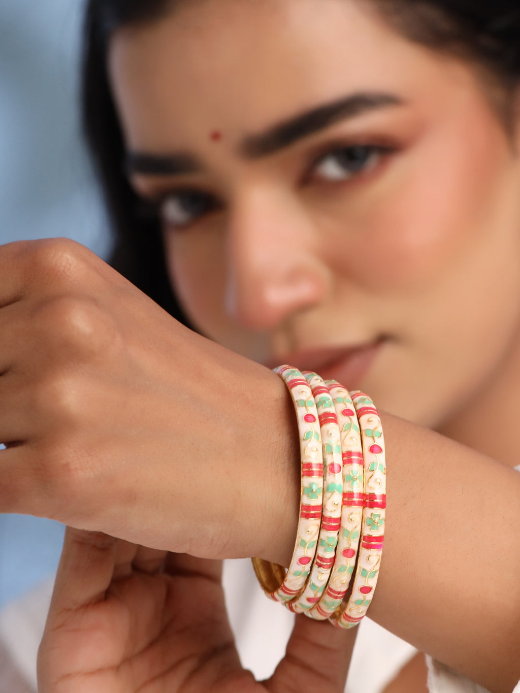 Meenakari Bangle Set White