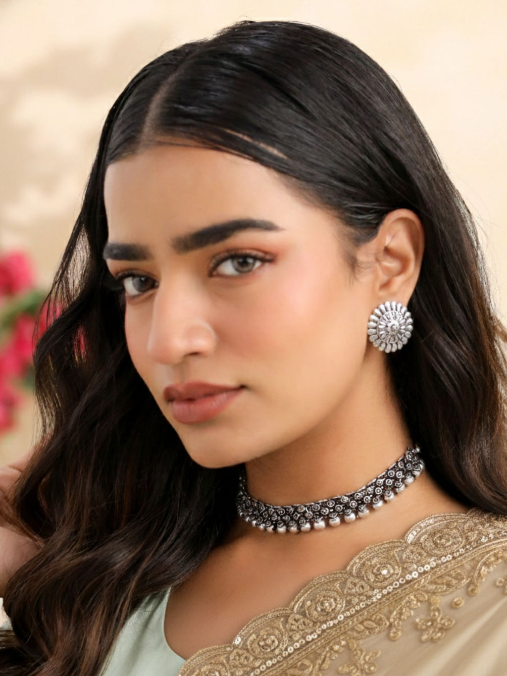 Oxidised Choker Earring Set