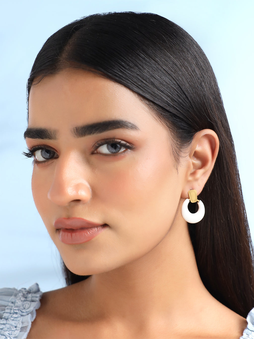 White Enamel Drop Earrings