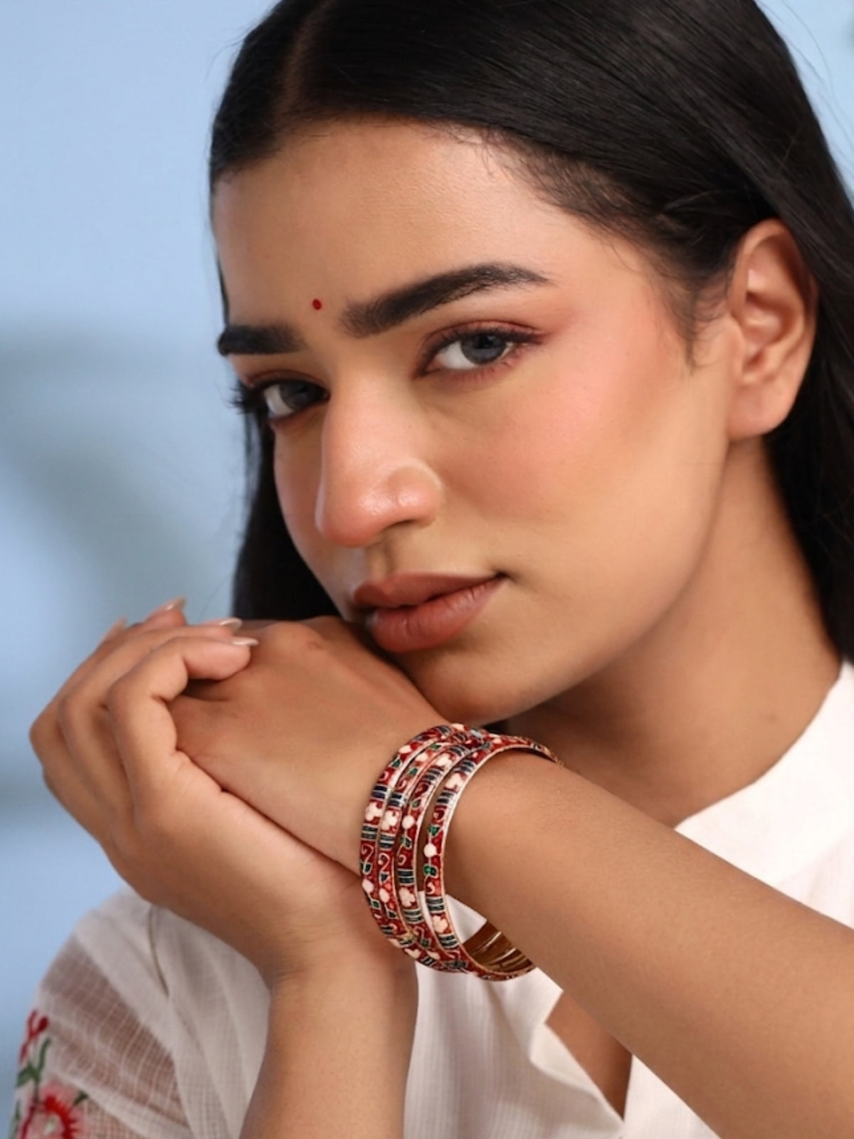 Meenakari Bangle Set Red