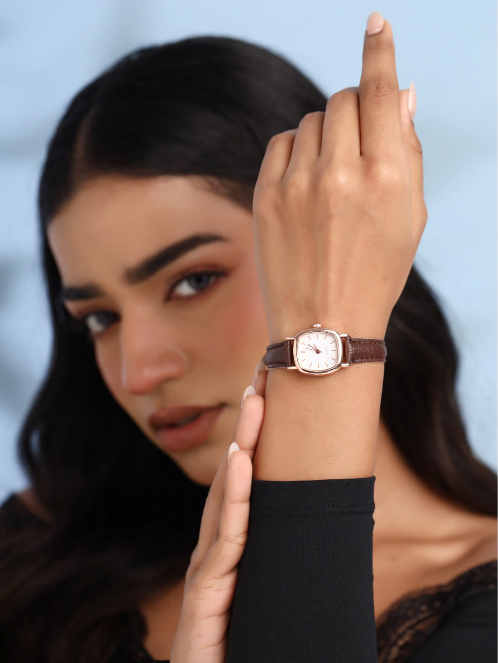 Mocha Square Analog Watch