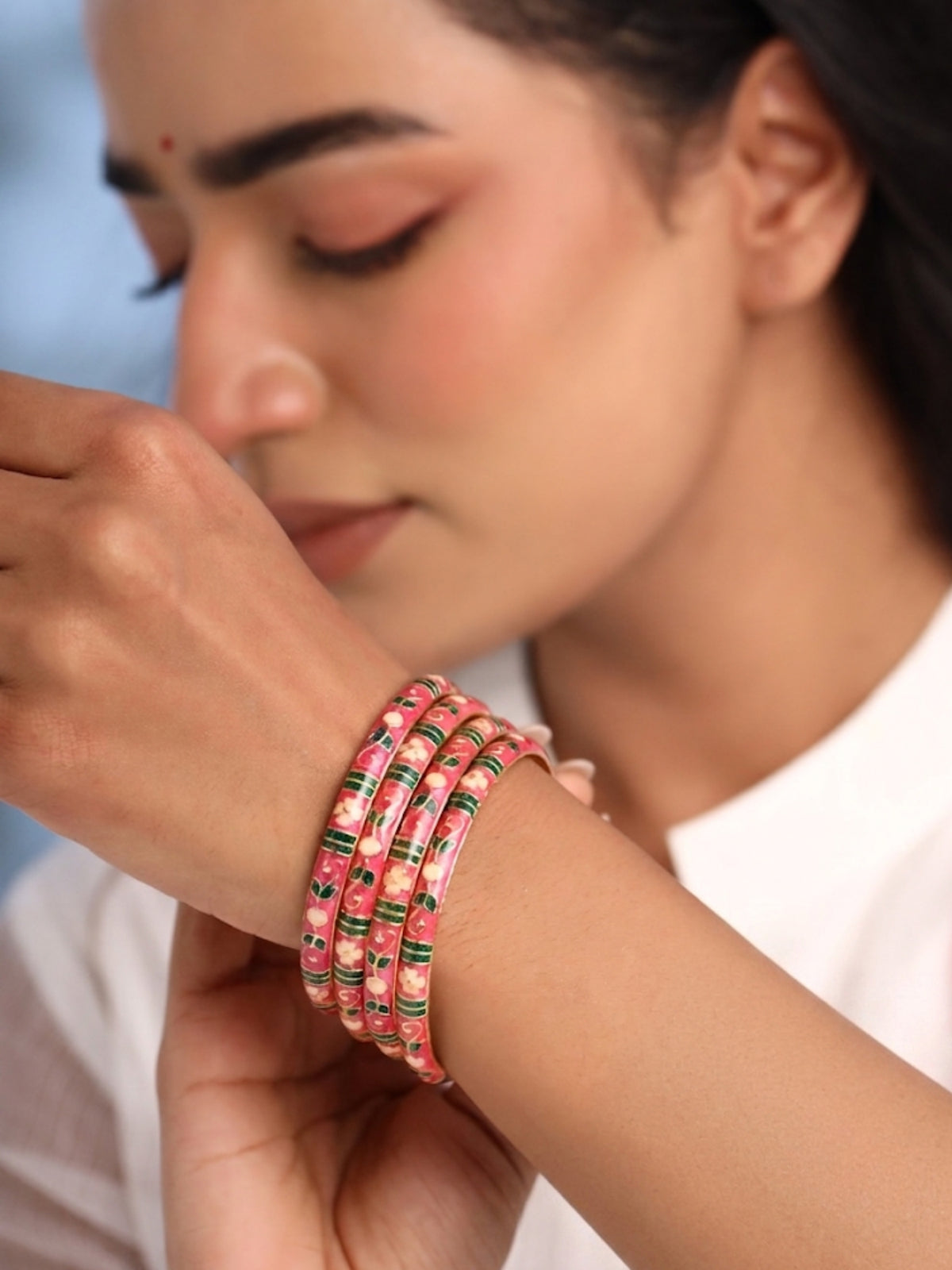 Meenakari Bangle Set Pink