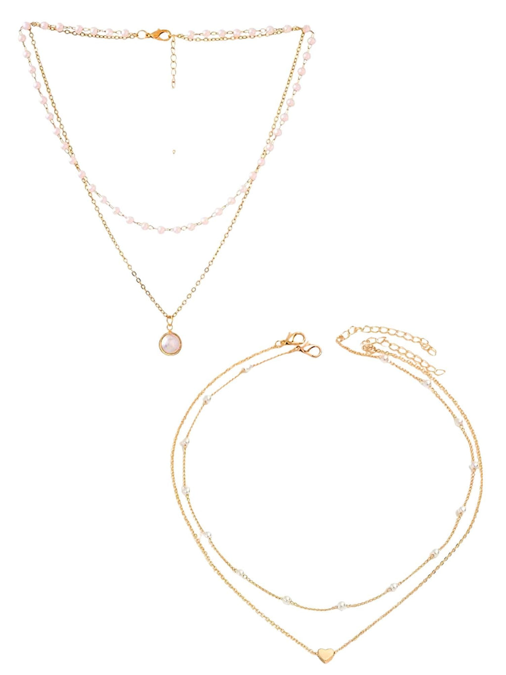 Layered Pearl Heart Necklace