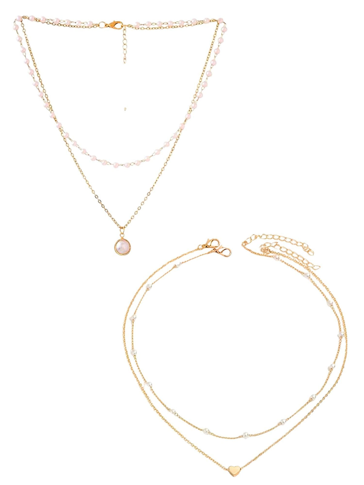 Layered Pearl Heart Necklace