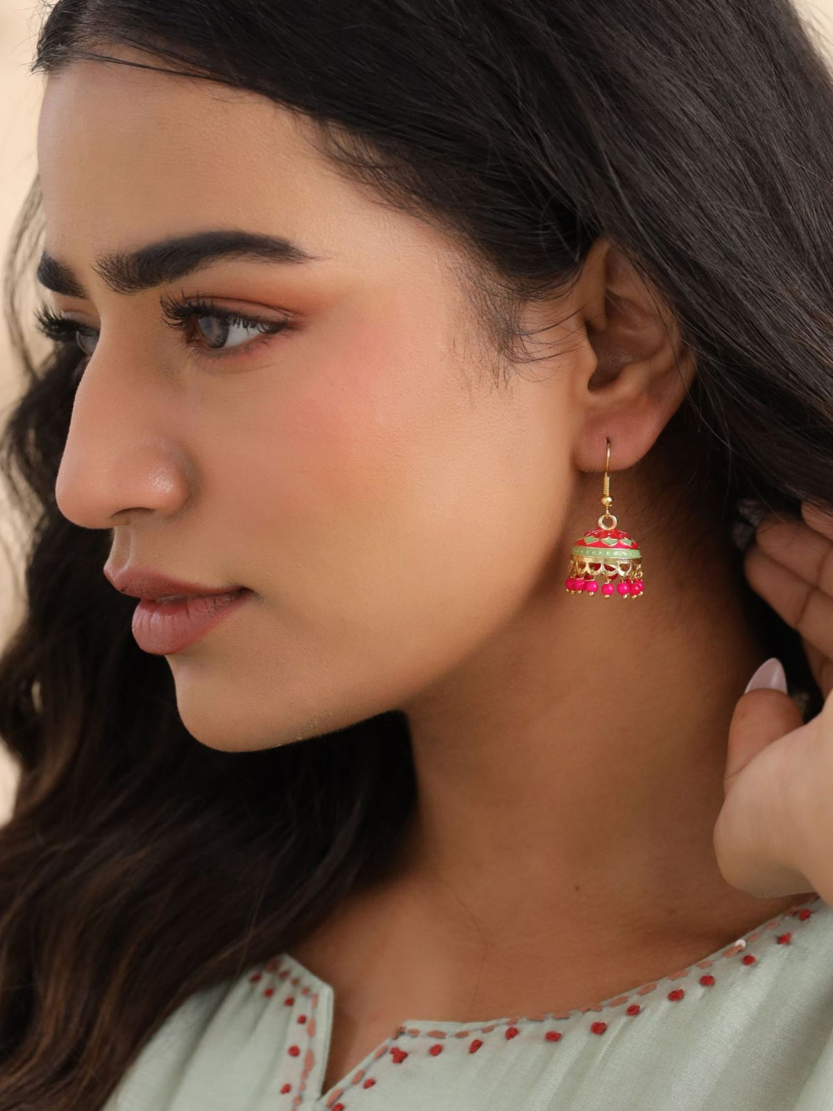 Meenakari Pearl Jhumkas