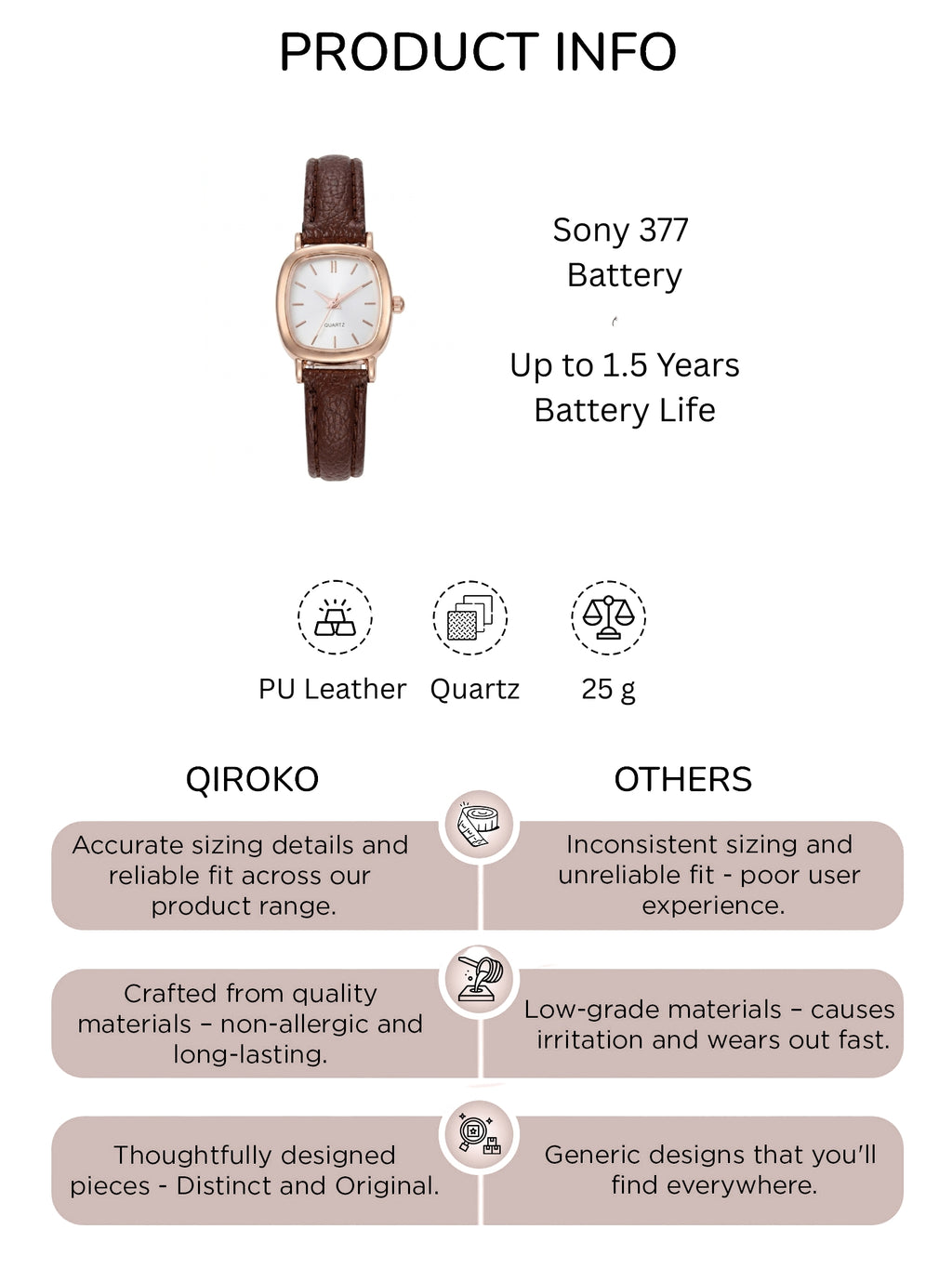 Mocha Square Analog Watch