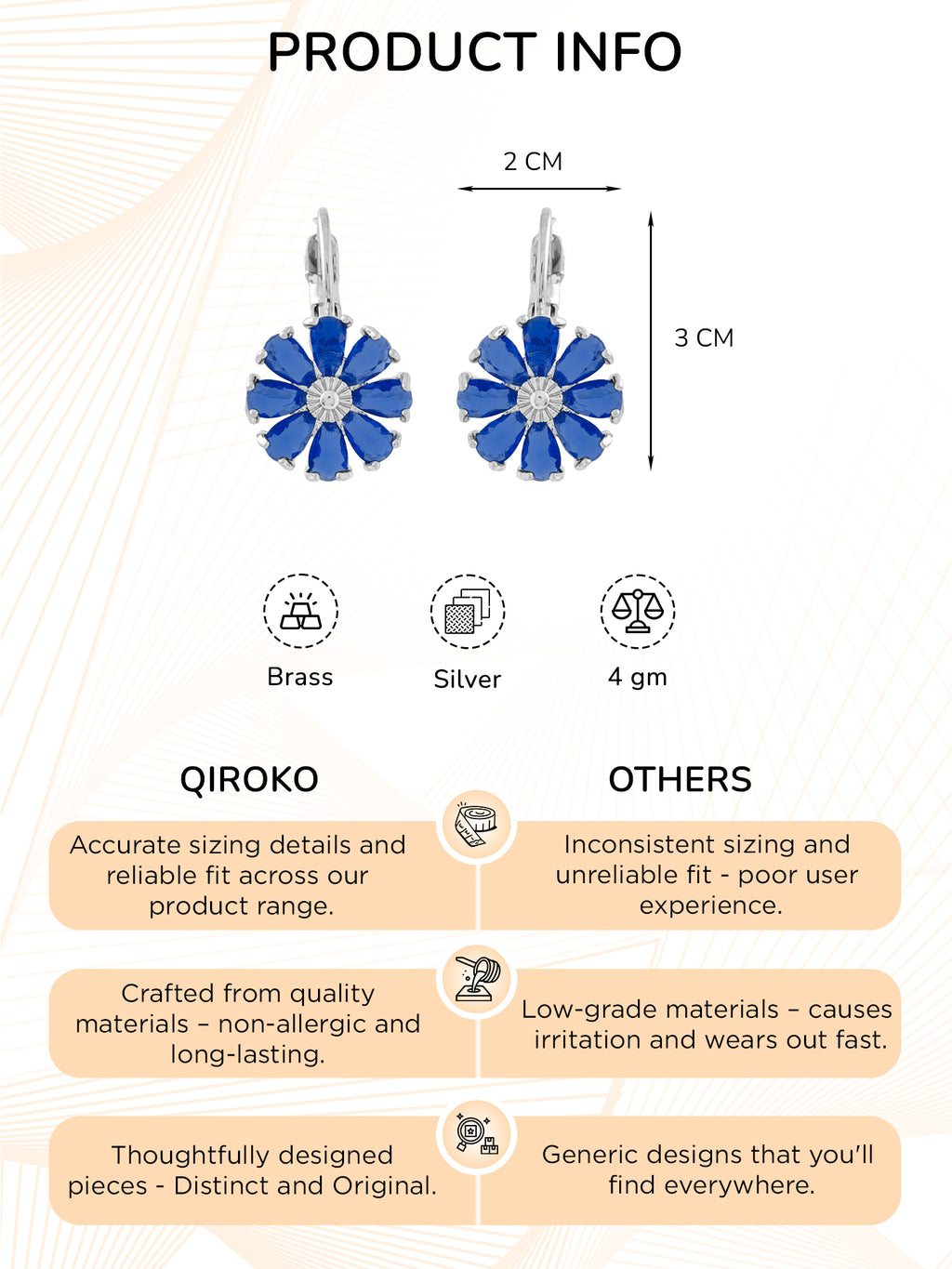 Blue Floral Drop Earrings