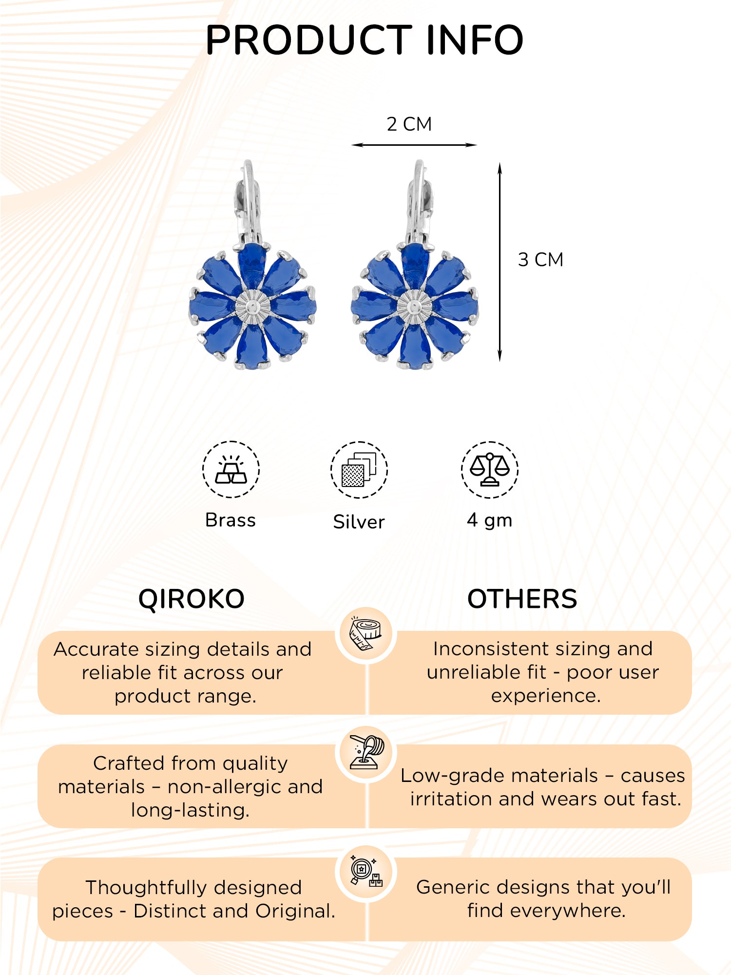 Blue Floral Drop Earrings