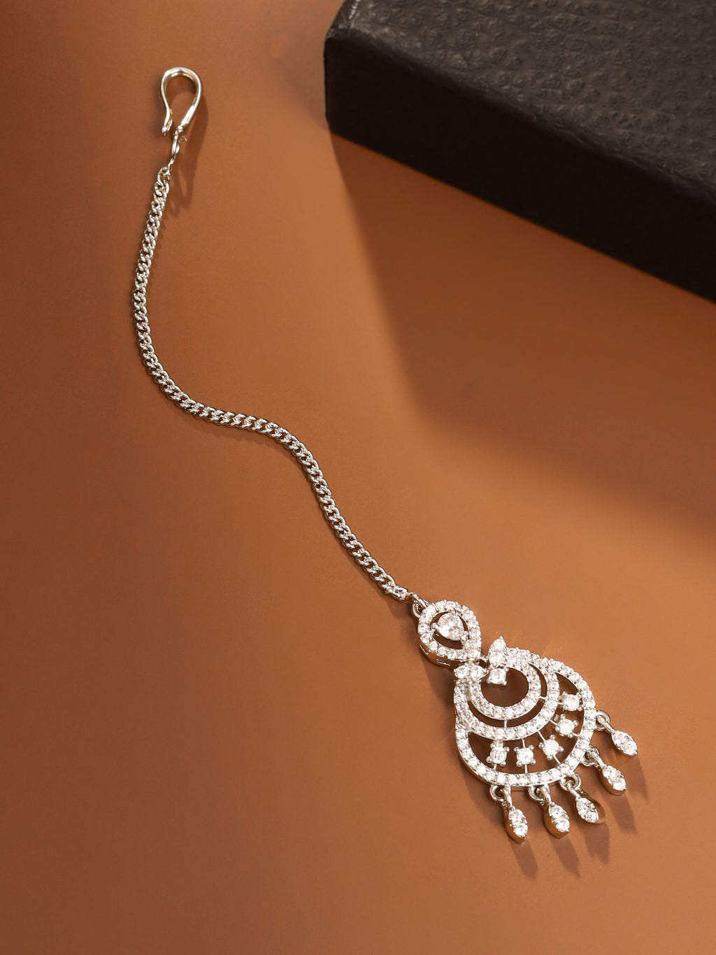 Floral AD Brass Maang Tikka