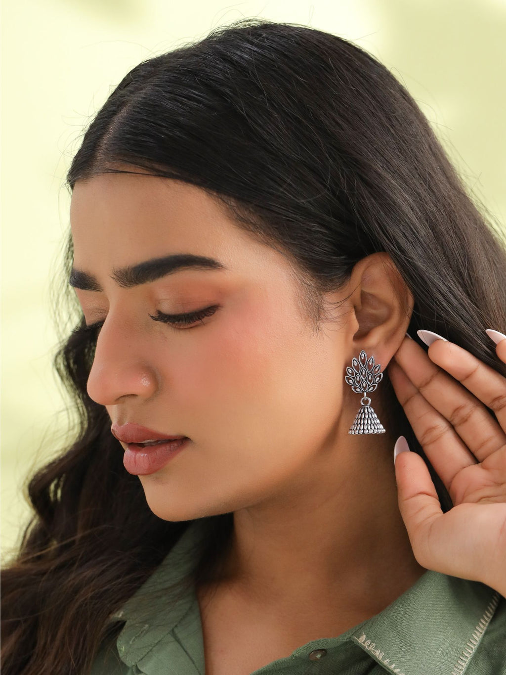 Oxidised Jhumka Earring Set