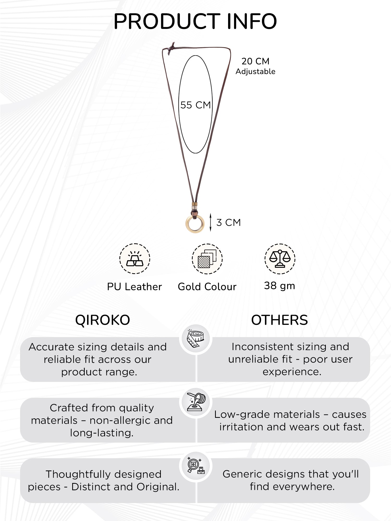 Circular Pendant Faux Leather Chain