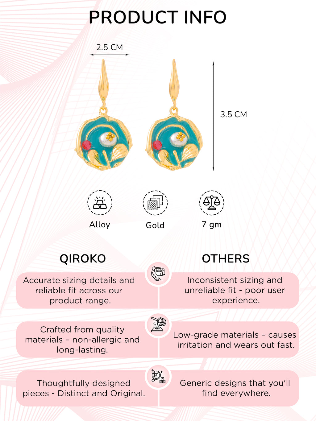 Enamel Flower Korean Drop Earrings