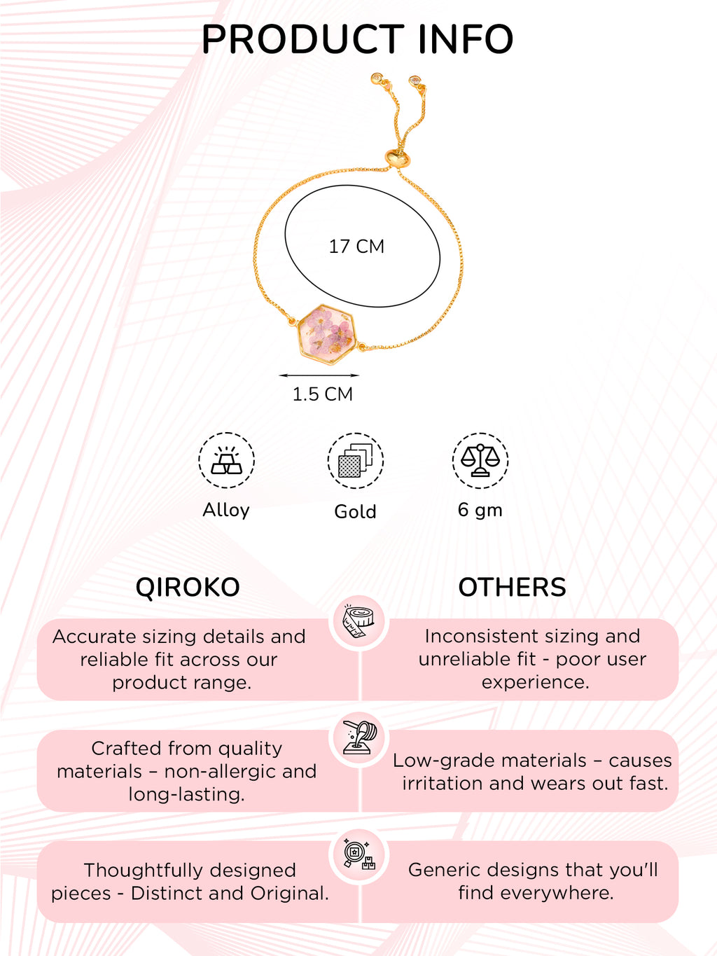 Dried Flower Charm Adjustable Bracelet