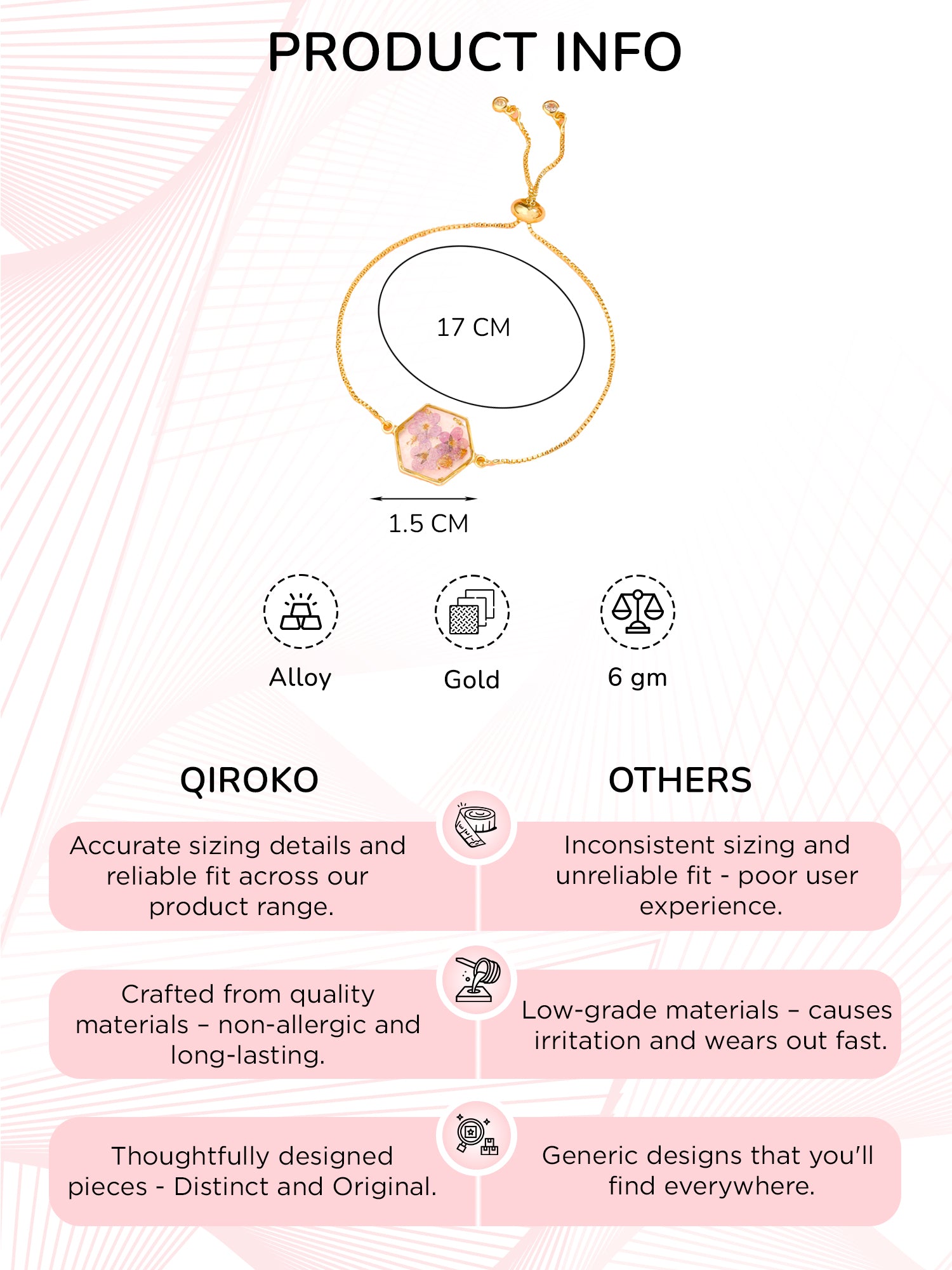 Dried Flower Charm Adjustable Bracelet