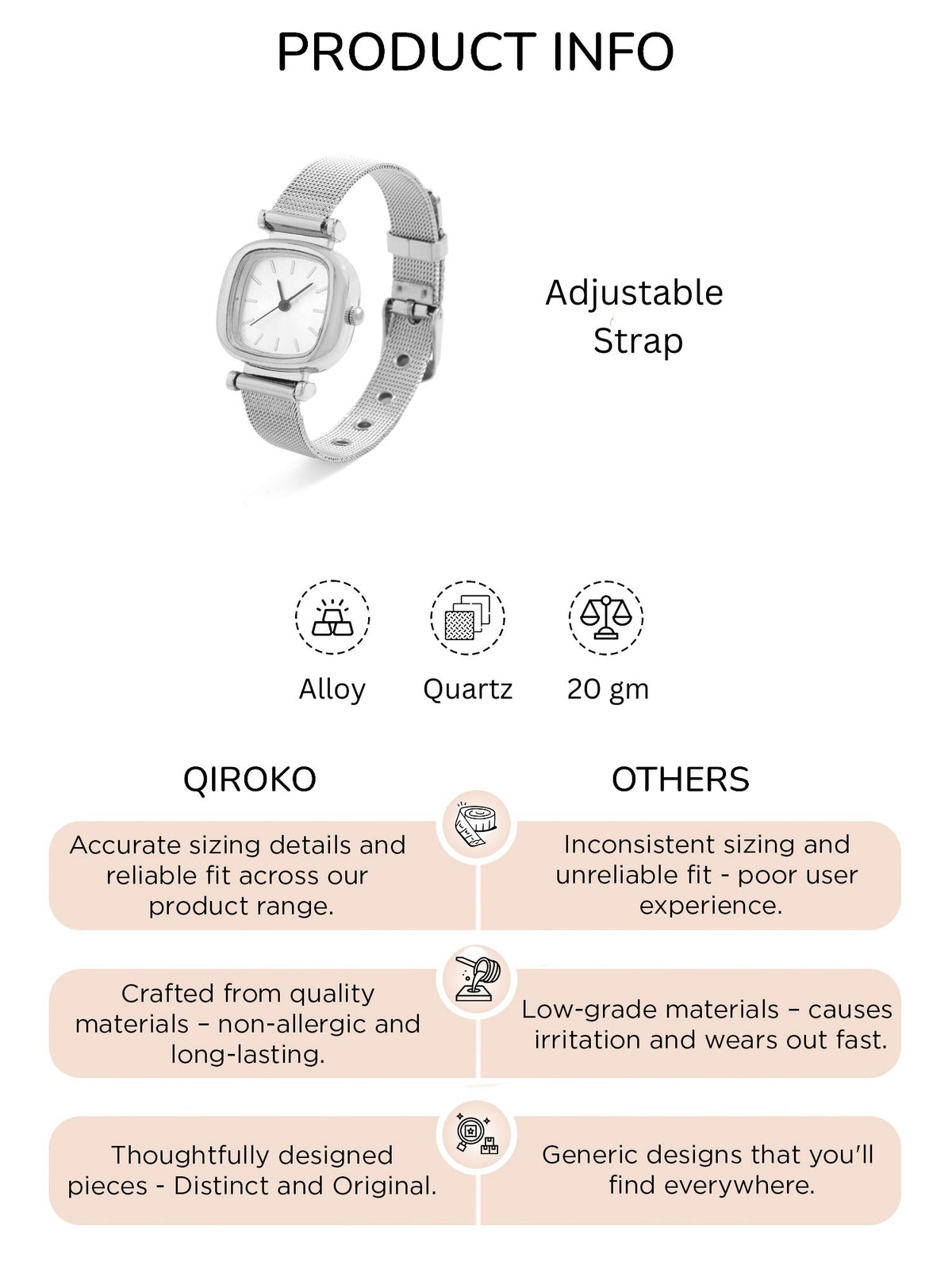 Lustre White Analog Stainless Steel Wrist Watch