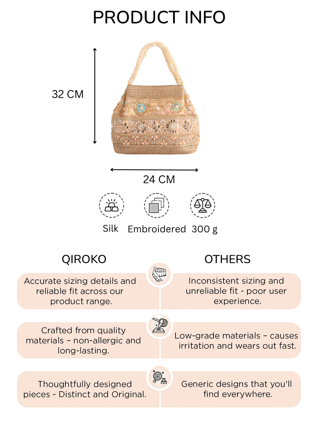 Velvet Ethnic Potli Bag Peach