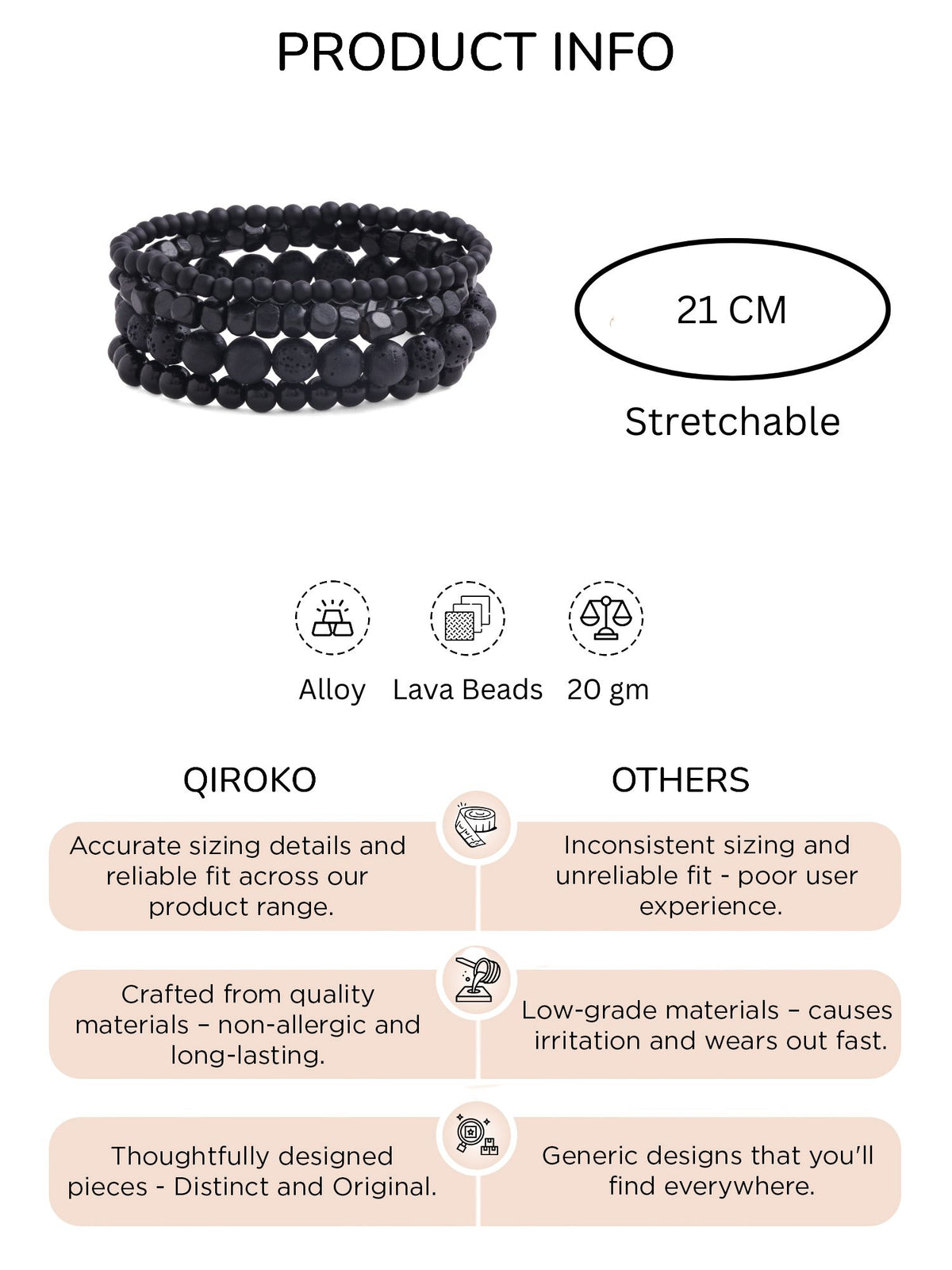 Stretchable Lava Bead Bracelet