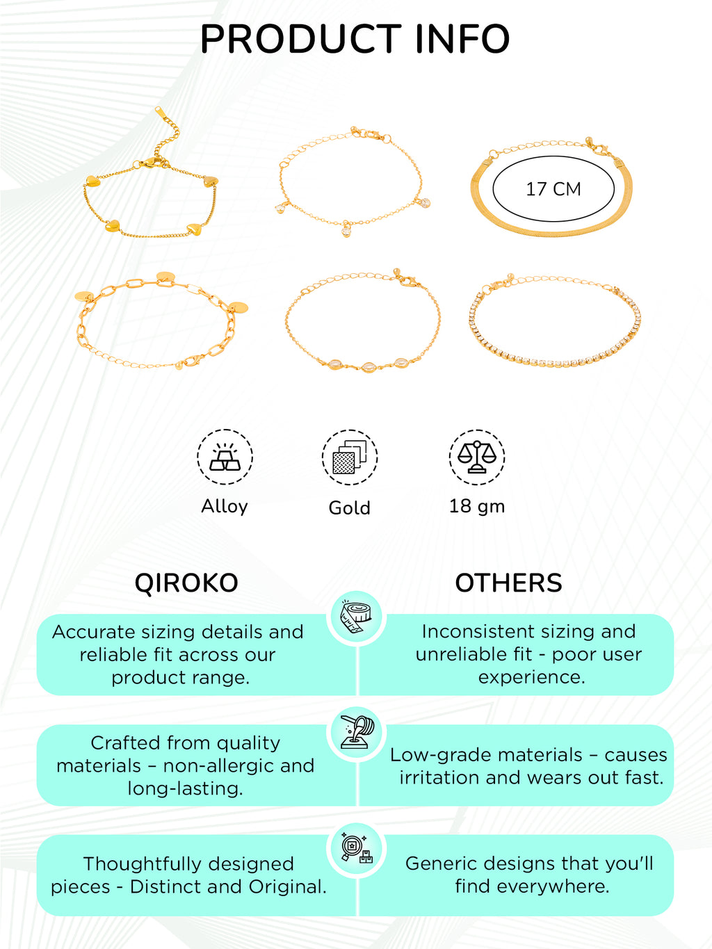 Five Layered Adjustable Stack Bracelet