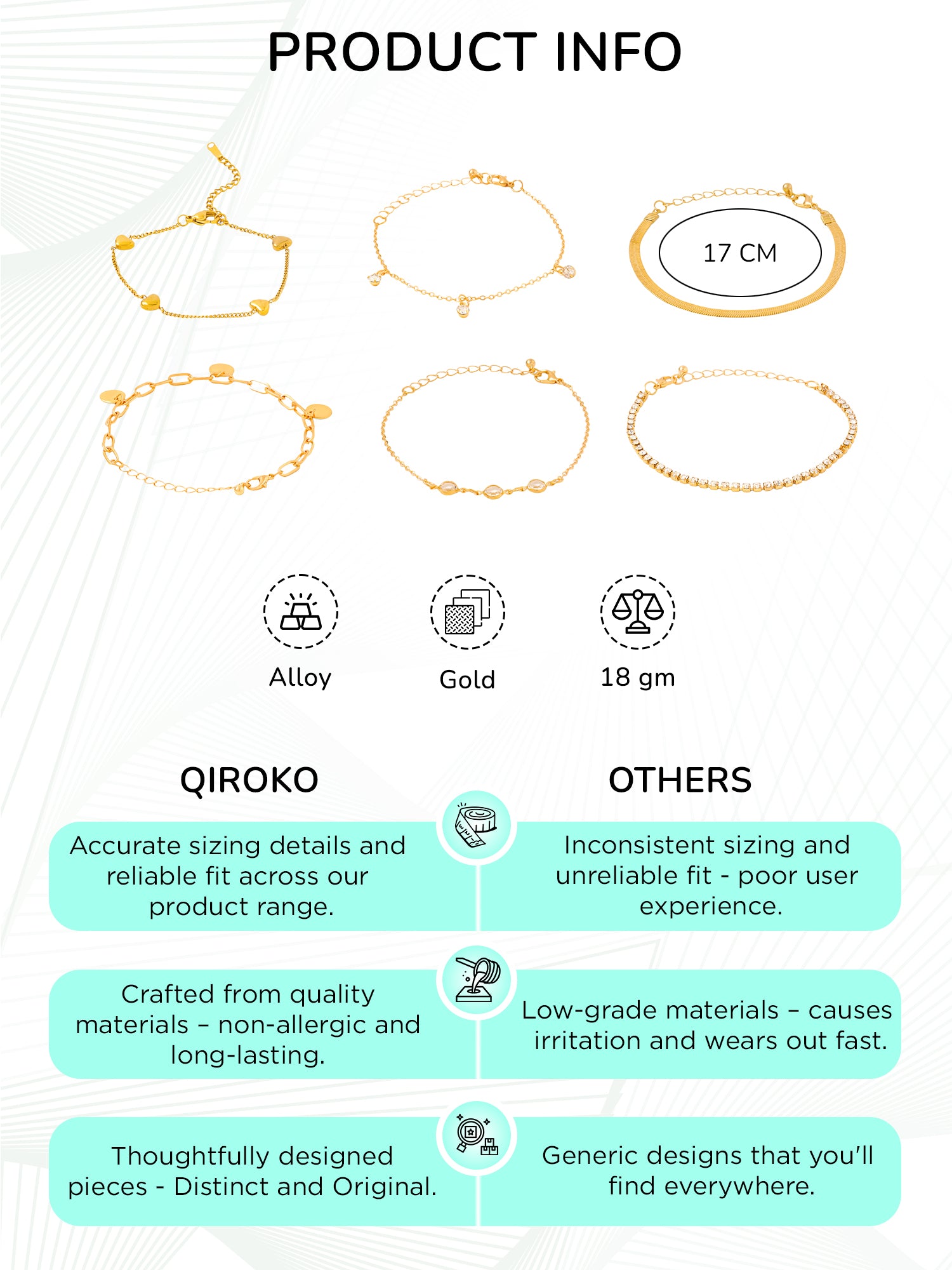 Five Layered Adjustable Stack Bracelet