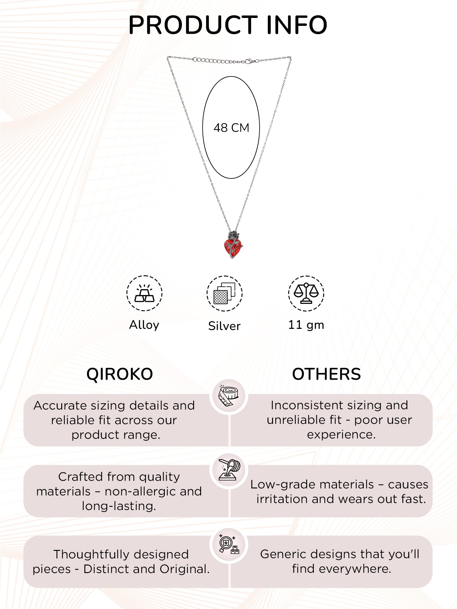 Rose Heart Crystal Pendant Necklace