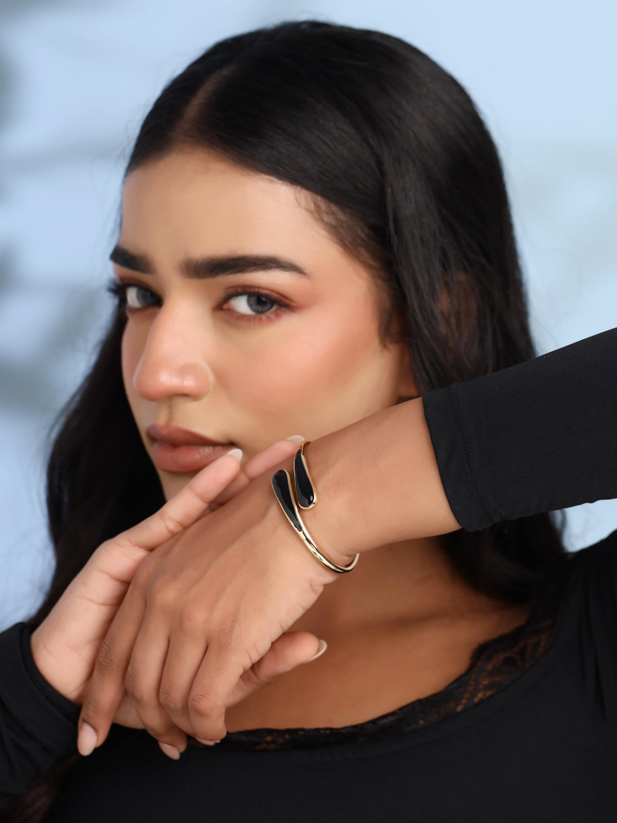 Black Enamel Cuff Bracelet
