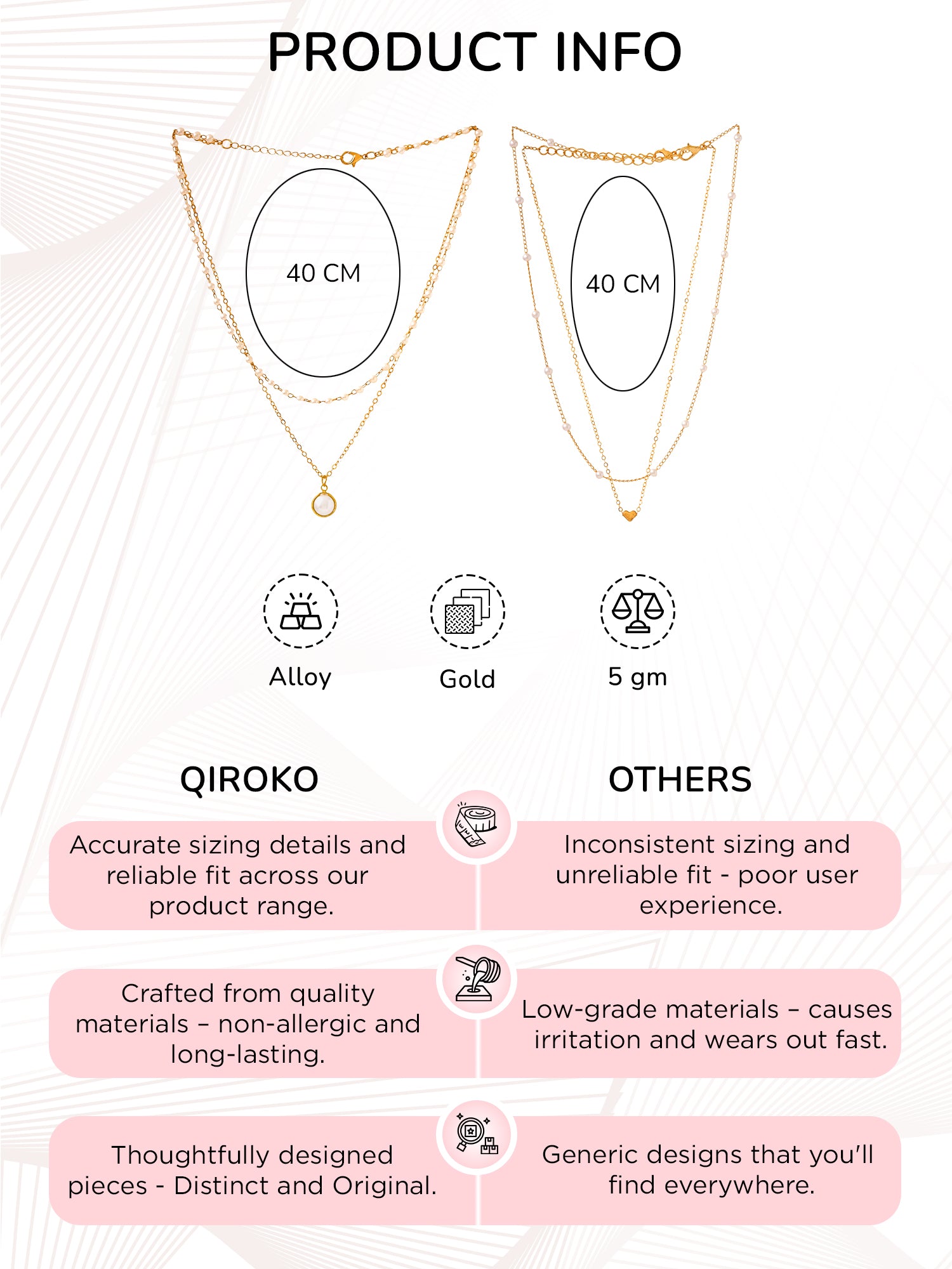 Stacked Pearl Heart Pendant Chain