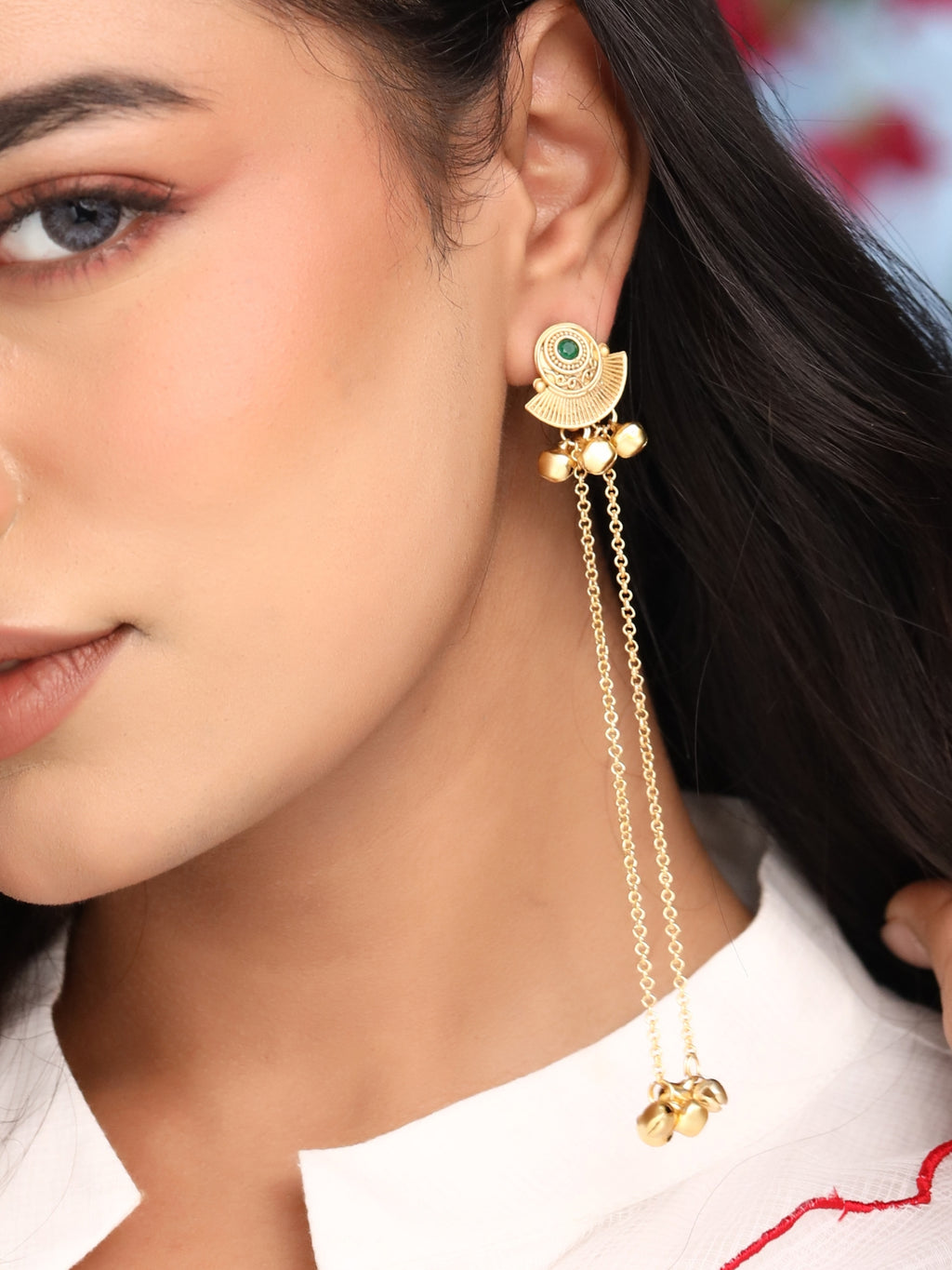 Kashmiri Long Ghungroo Earrings
