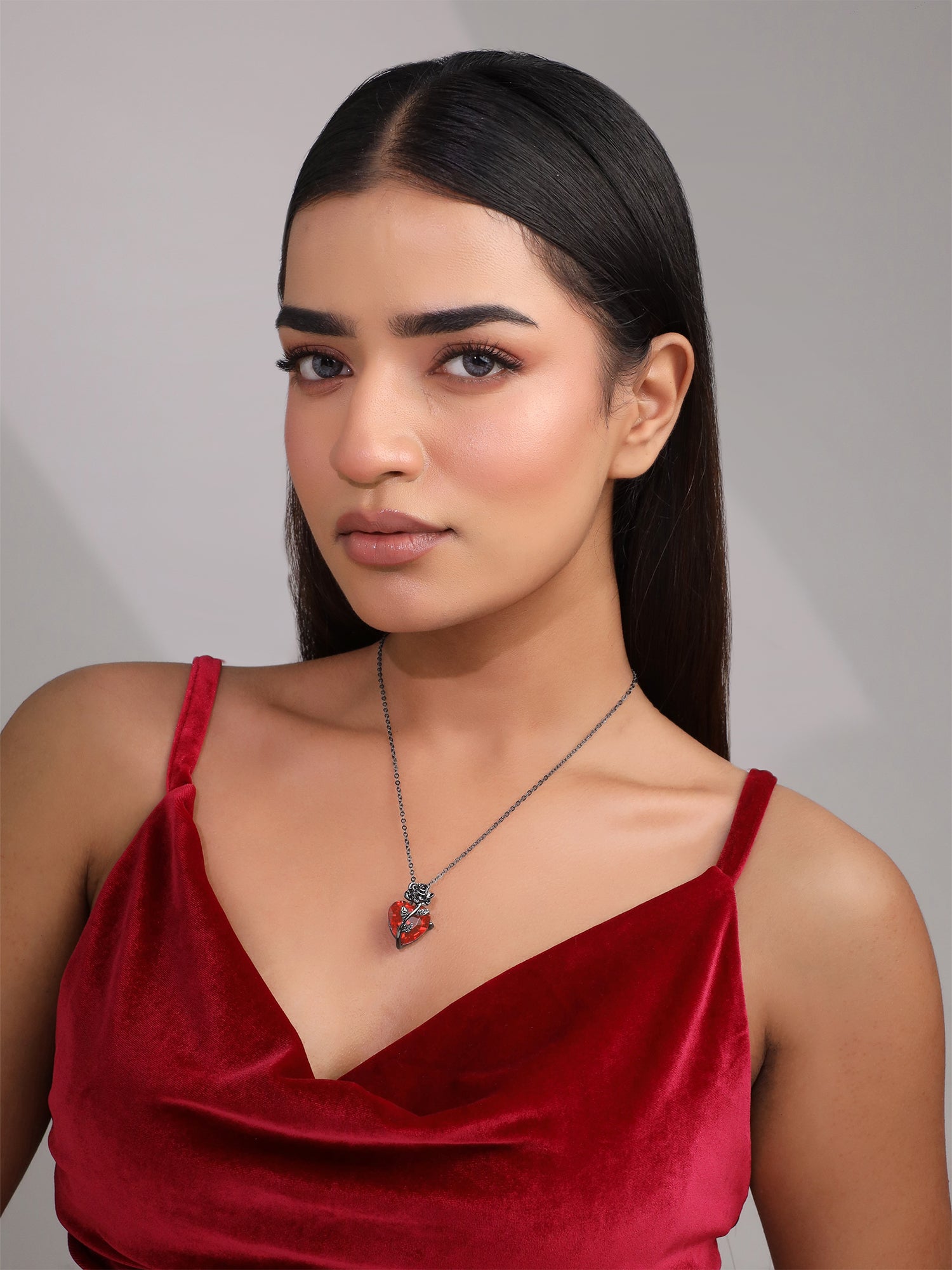 Rose Heart Crystal Pendant Necklace