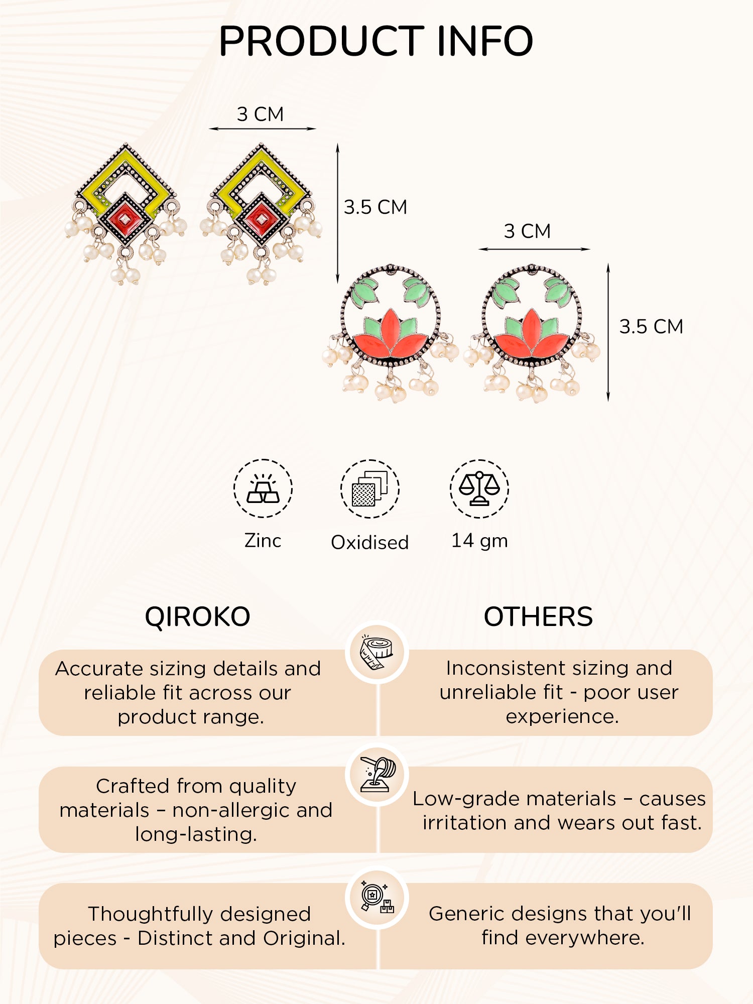 Ethnic Stud Silver Oxidised Earrings With Pearls