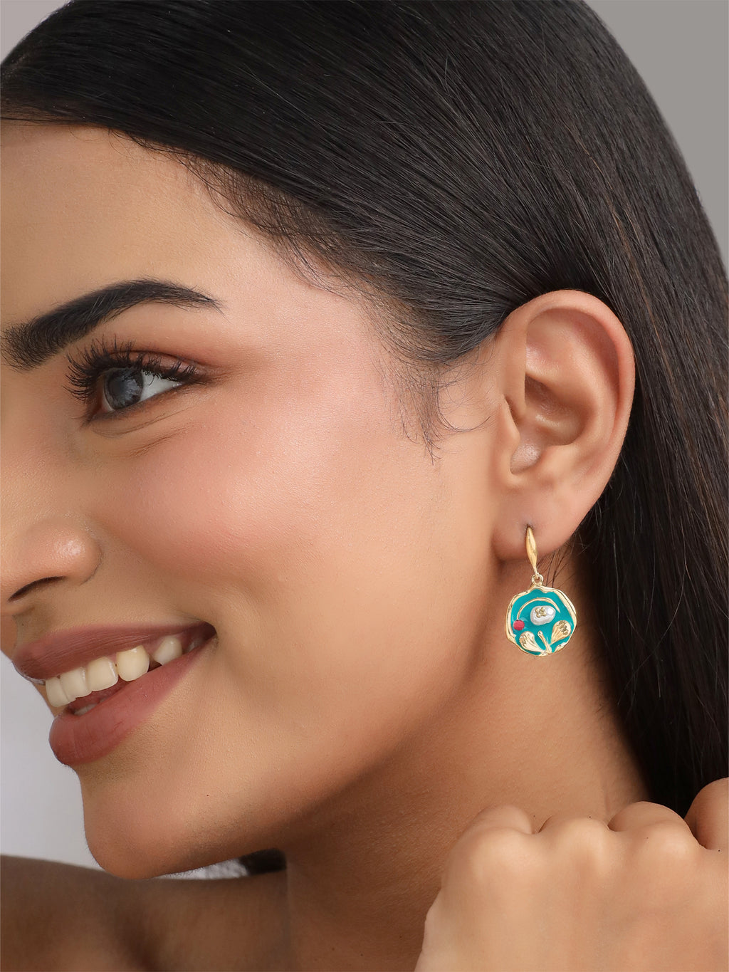 Enamel Flower Korean Drop Earrings