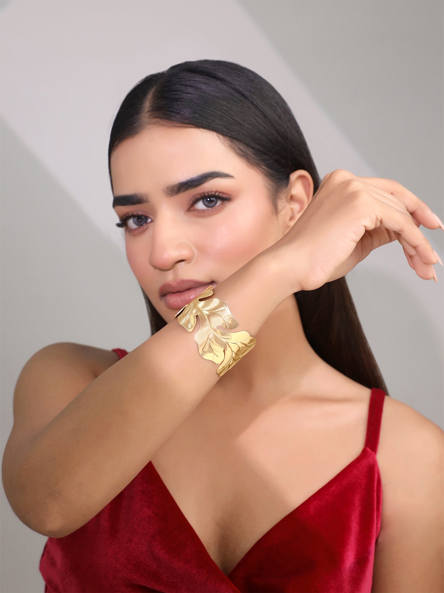 Adjustable Leafy Cuff Bracelet