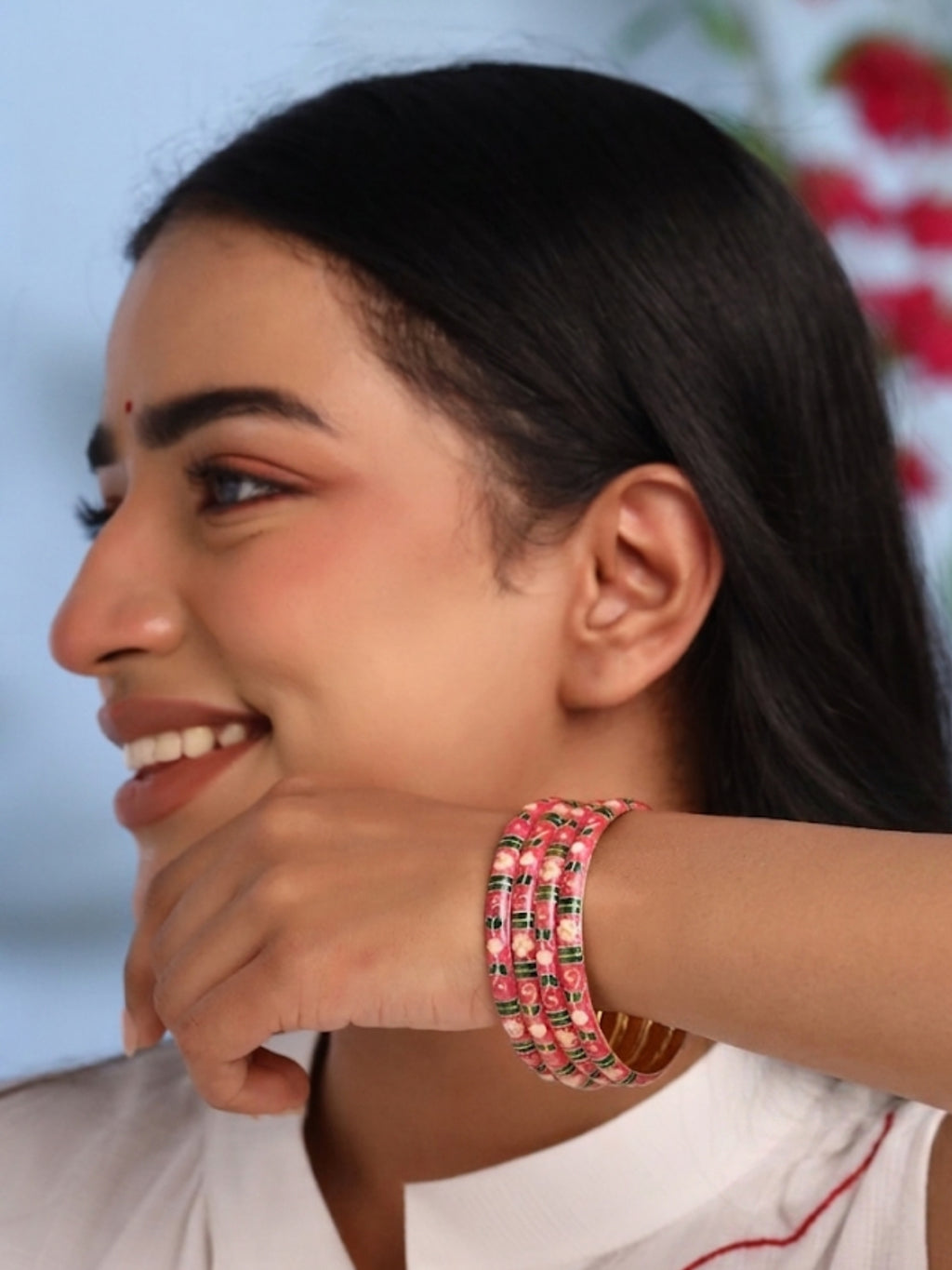 Meenakari Bangle Set Pink