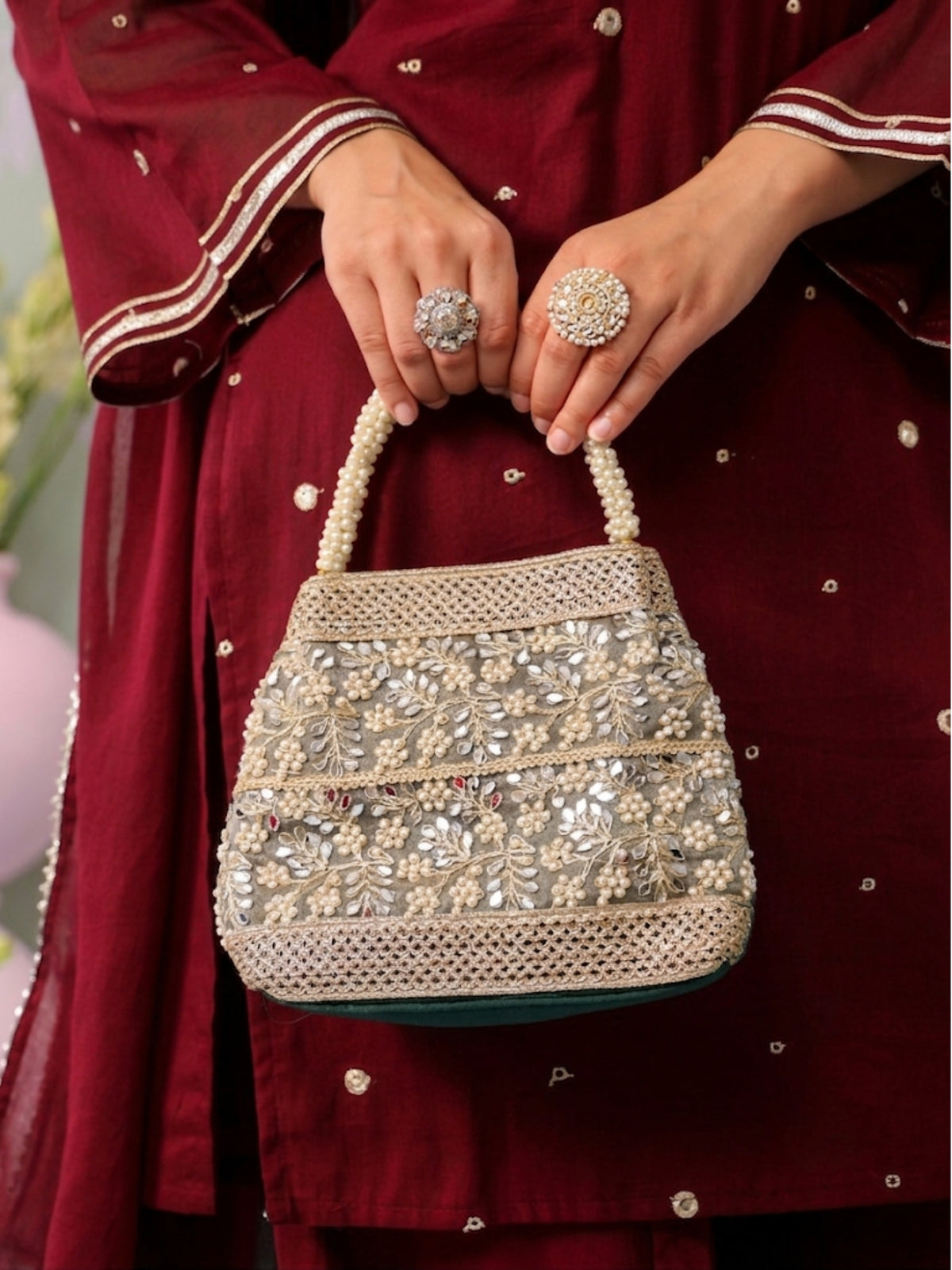 Mirror Work Potli Handbag