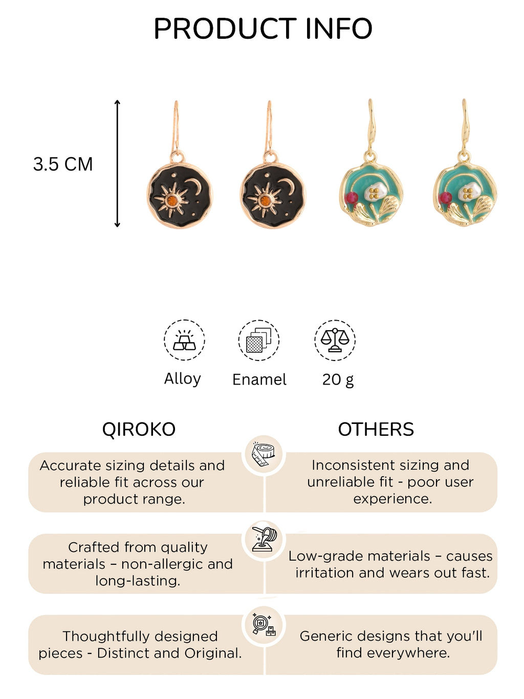 Black Enamel Drop Earrings