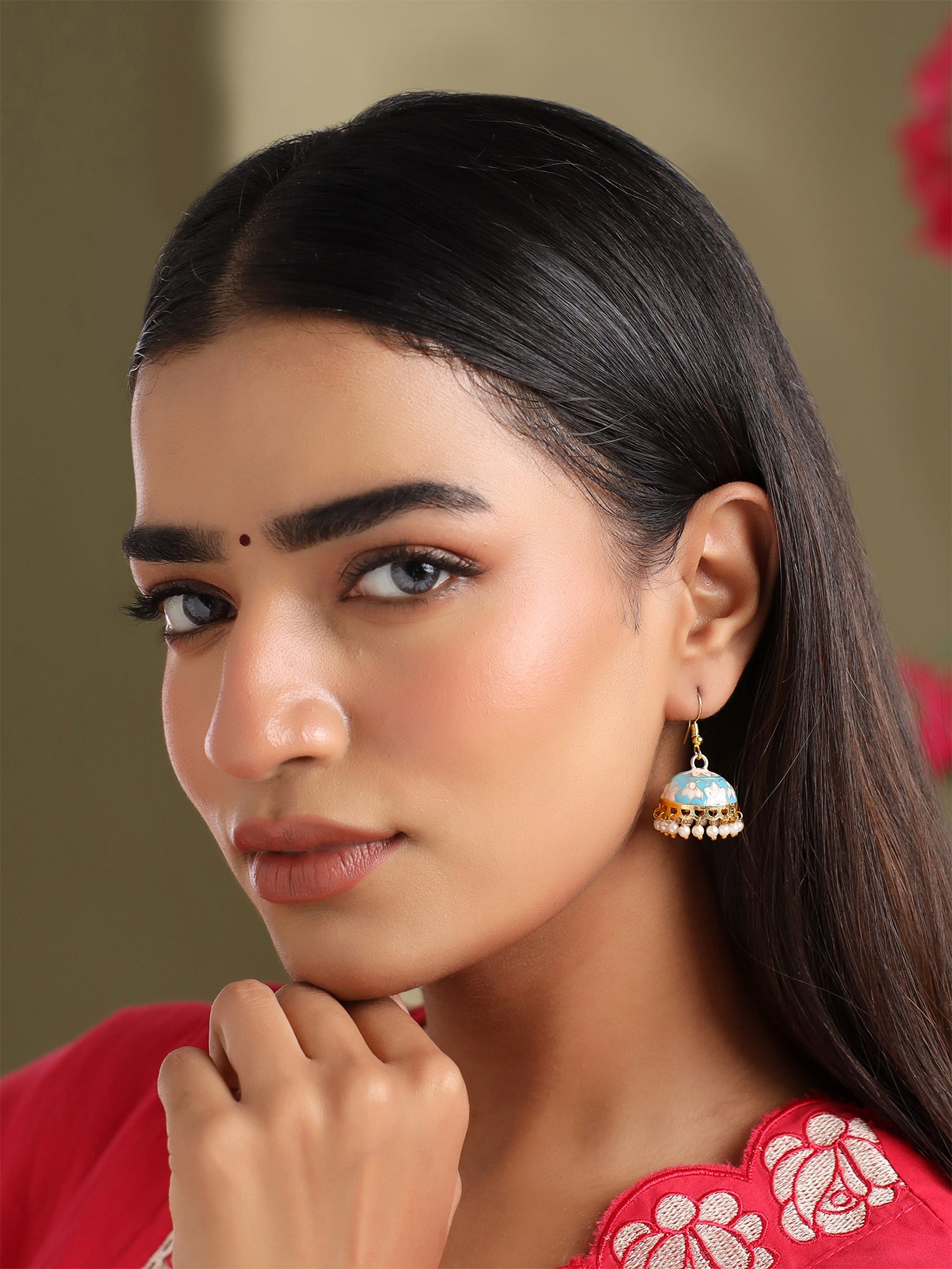 Gulnaar Ethnic Meenakari Jhumka Earrings