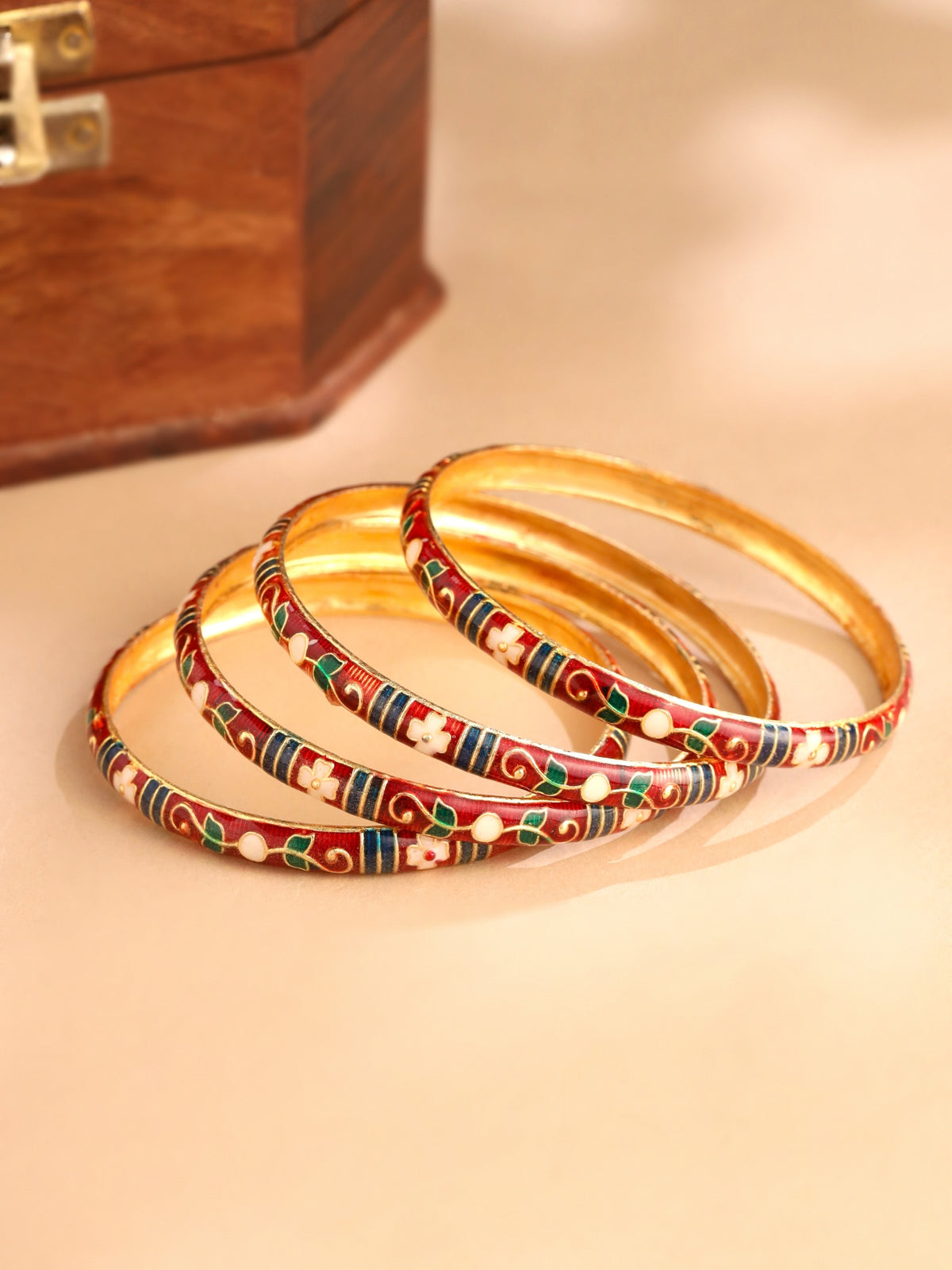 Meenakari Bangle Set Red