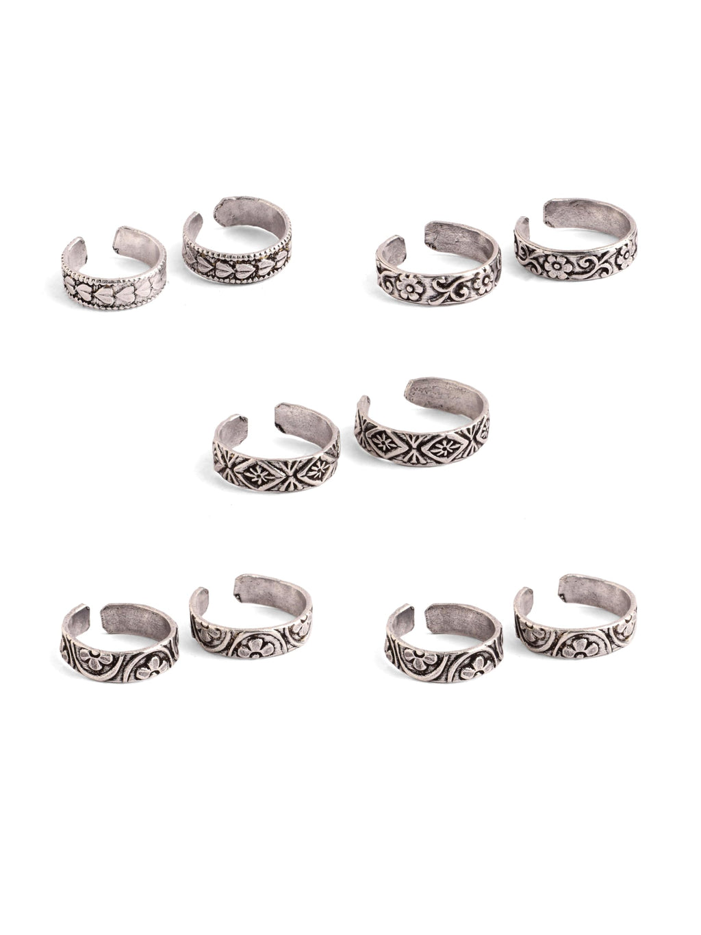 Oxidised Toe Ring Set