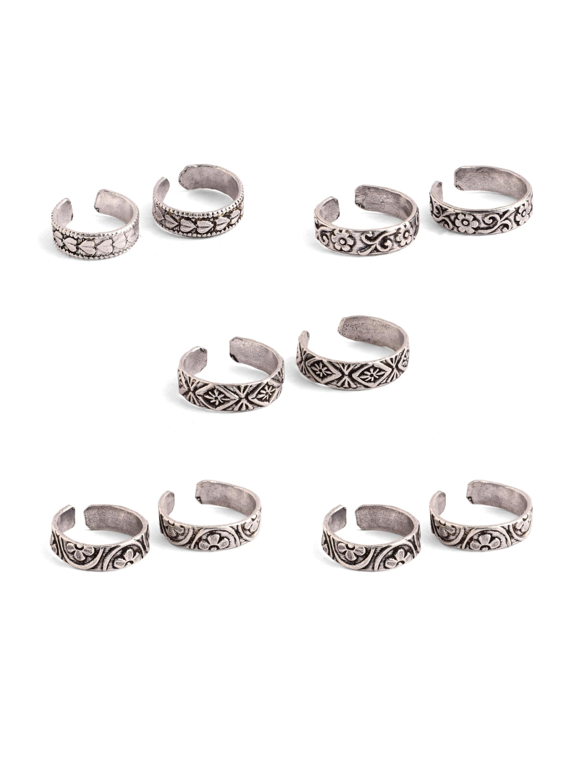 Oxidised Toe Ring Set