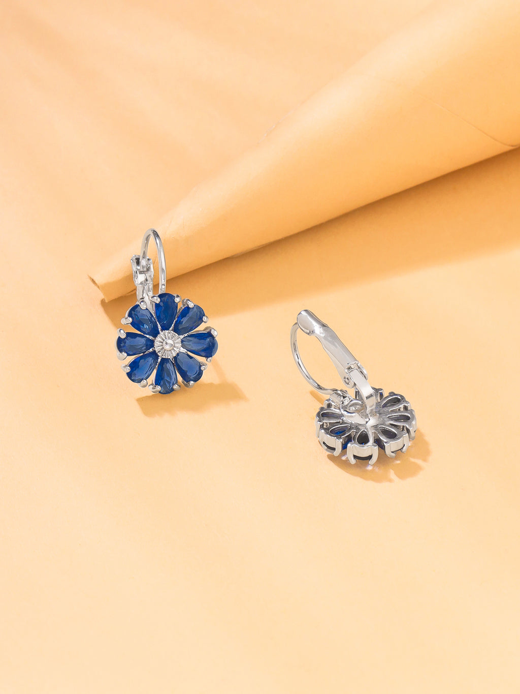Blue Floral Drop Earrings