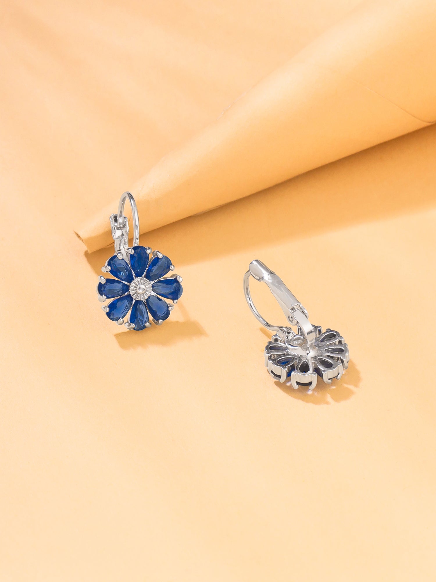 Blue Floral Drop Earrings