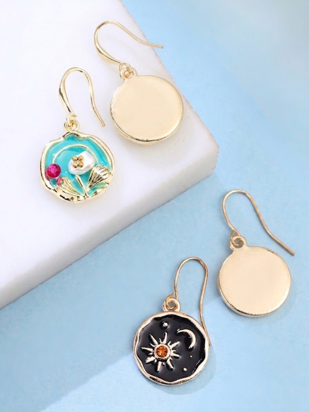 Black Enamel Drop Earrings