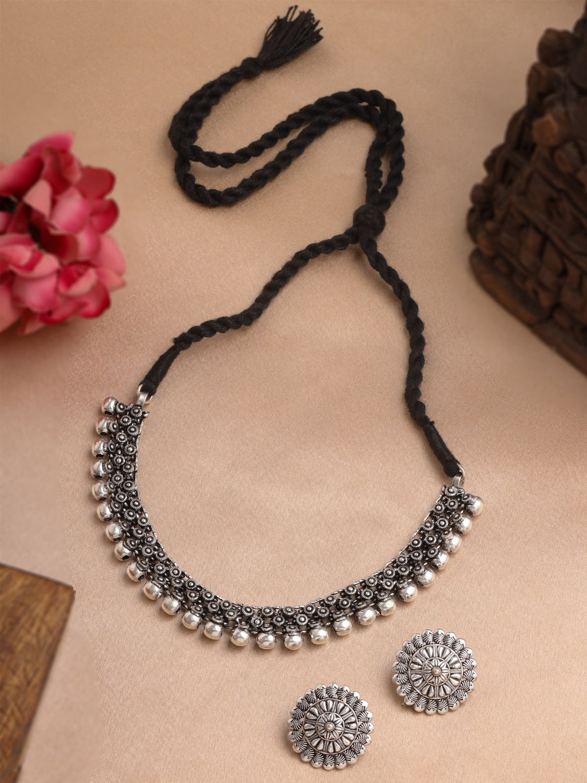 Oxidised Choker Earring Set