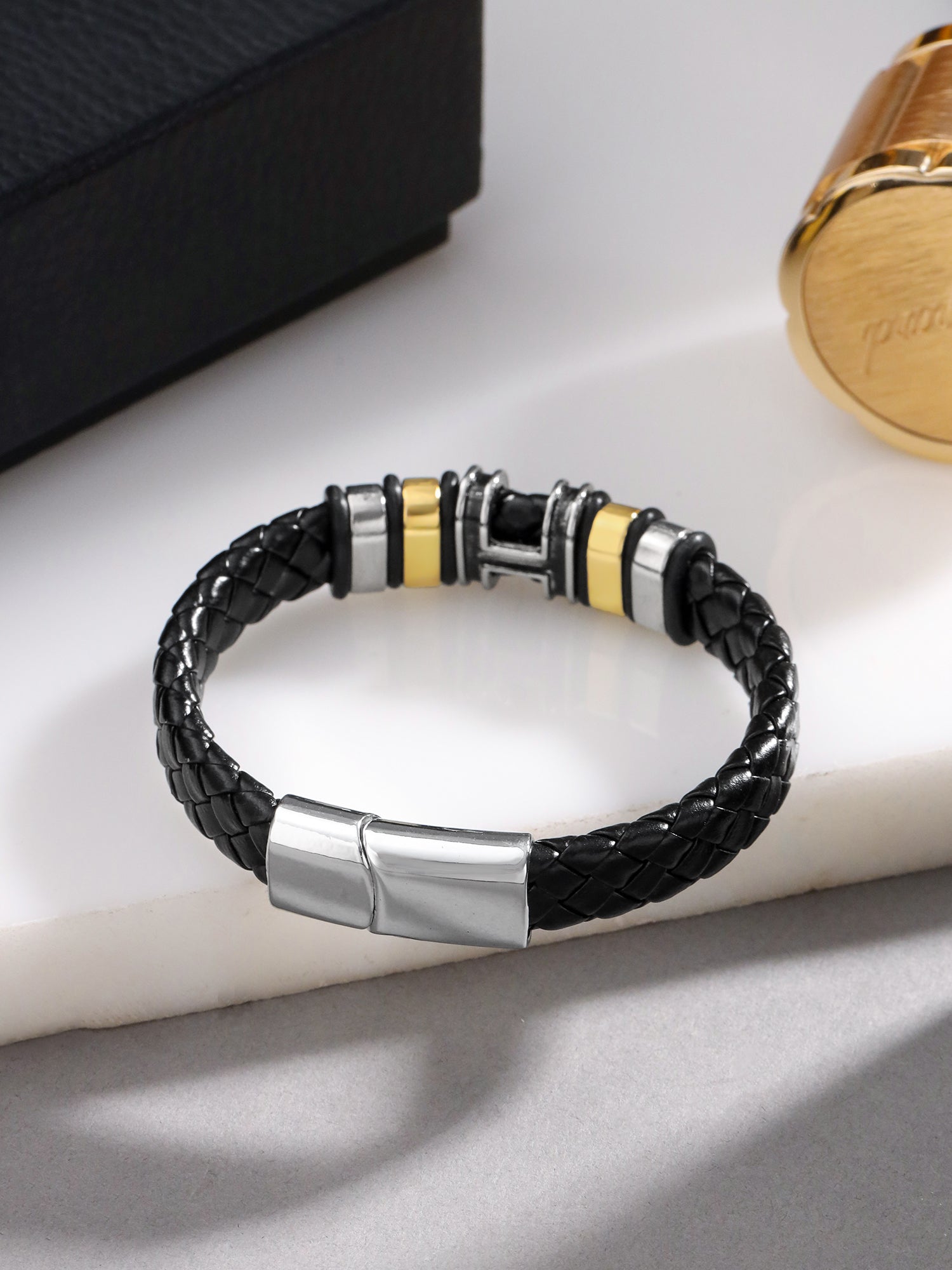 Black Faux Leather Bracelet