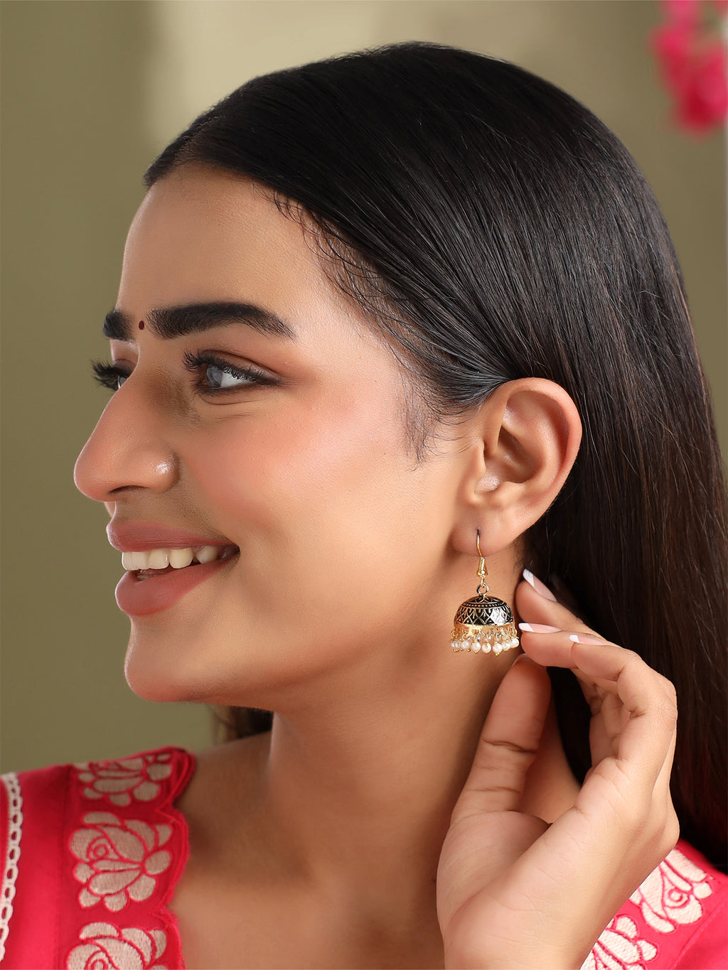 Gulnaar Ethnic Meenakari Jhumka Earrings