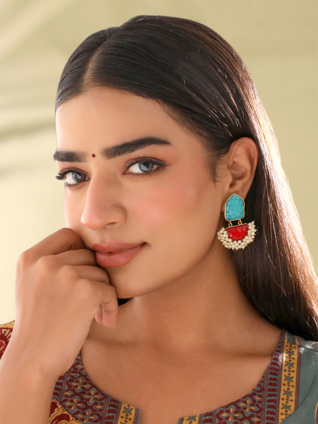 Ethnic Oxidised Earrings With Pearls